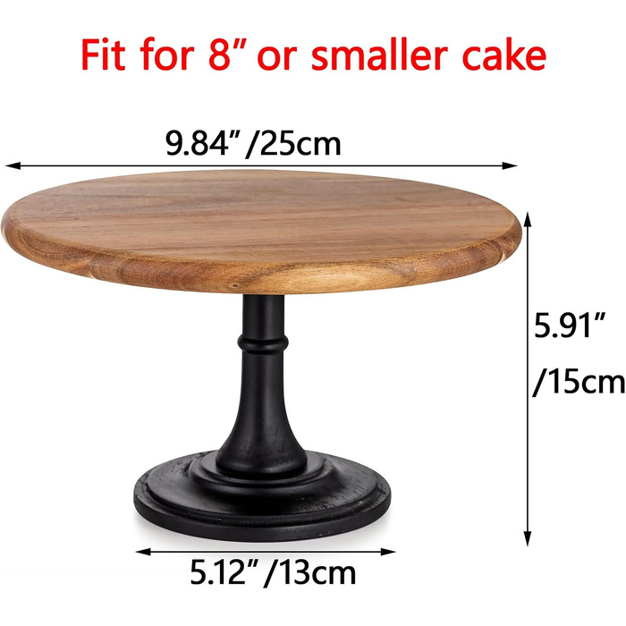Підставка для торта Nuptio Rustikaler: дерев'яна, чорна, діаметром 25 см, для весілля, дня народження, дитячого свята
