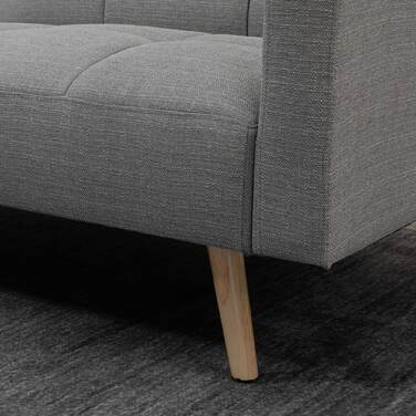 Диван-ліжко 2 в 1, 205 x 88 см, з функцією ліжка, м'яке сидіння, з текстурою льону, сірий