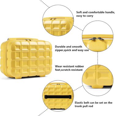 Набір валіз KONO 4 шт. з ABS, з TSA замком, жовтий (M, L, XL)