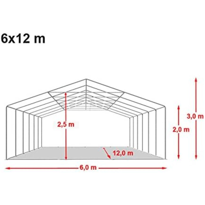 Намет фестивальний TOOLPORT 6x12 м, вогнестійкий, преміум-якість, білий, водонепроникний з каркасом