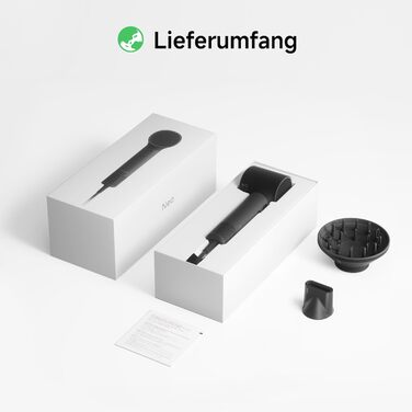 Високошвидкісний фен для волосся Laifen Neo з безщітоковим мотором 110 000 об/хв, 200 млн негативних іонів та 2 магнітними насадками, чорний