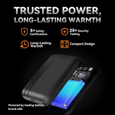 Електричні гріючі рукавички Rasfalo для чоловіків та жінок, акумулятор 2600mAh, 3 режими нагріву, водонепроникні, чорні