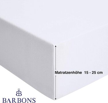 Простирадло BARBONS Premium Fitted Sheet 160x200 см сертифіковане Oeko-TEX, 100 бавовняне простирадло, простирадло з трикотажу, простирадло, висота матраца до 25 см ( 160x200 2 шт. ) (Простирадло 180x200 см (2 шт. ), Біле)