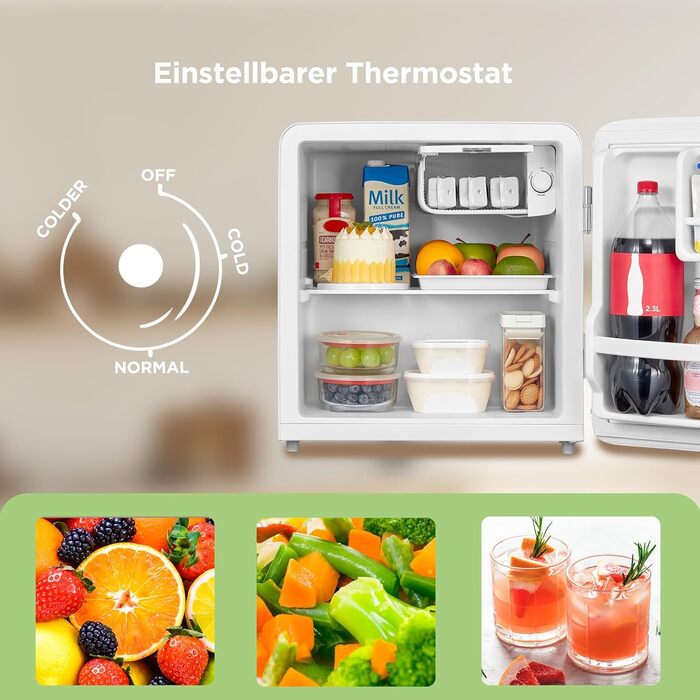 Холодильник Comfee RCD50WH2EURT(E) 47 л, Ретро-дизайн, Білий, для офісу та дому, Клас E