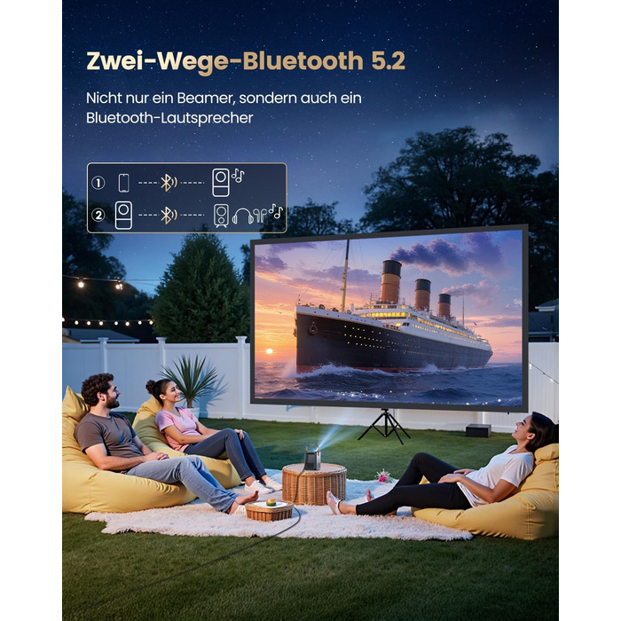 Проектор Mini Beamer 4K Smart з WiFi6, Bluetooth, Dolby Audio, підтримкою Netflix, автофокусом та вертикальною корекцією, сірий