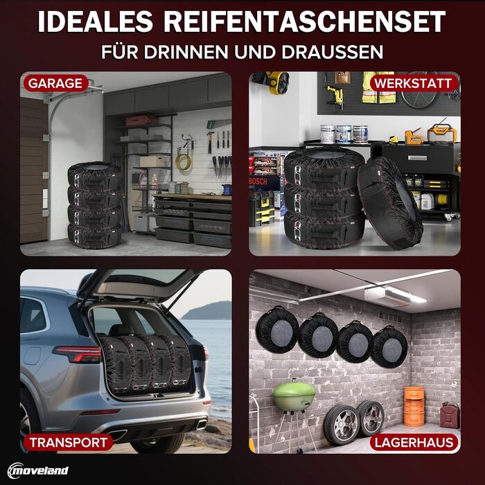 Захисні чохли для шин Moveland 18-22 дюйми (4 шт.) - водонепроникні, пилонепроникні, для зберігання та транспортування