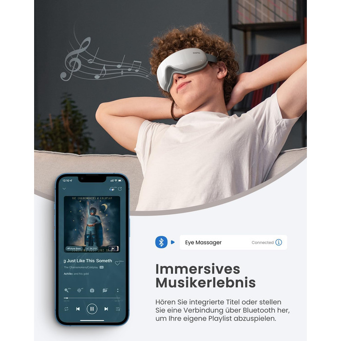 Масажер для очей RENPHO Eyeris 1 з підігрівом, вібрацією та Bluetooth, акумуляторний. Полегшення сухих очей, подарунок для жінок та чоловіків