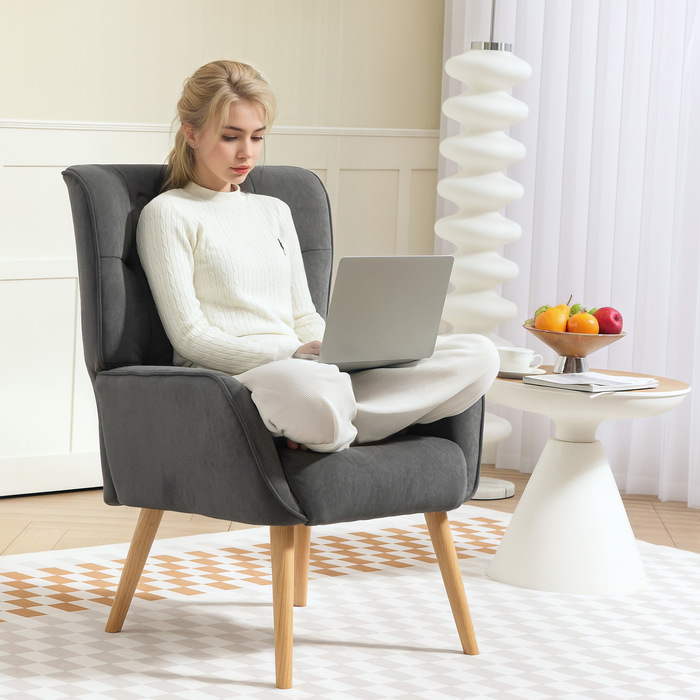 Крісло-рілайнер, крісло для вітальні з стеганим оздобленням, м'яка оббивка з ефектом оксамиту, до 120 кг, сірого кольору