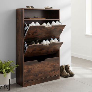 Взуттєва шафа Relaxdays з відкидною дверцями та відкритою полицею