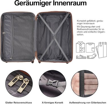 Набір валіз Merax 5 шт. (M-L-XL) з ABS-пластику, TSA-замок, розширювані, з сумкою та косметичкою (Бежевий)