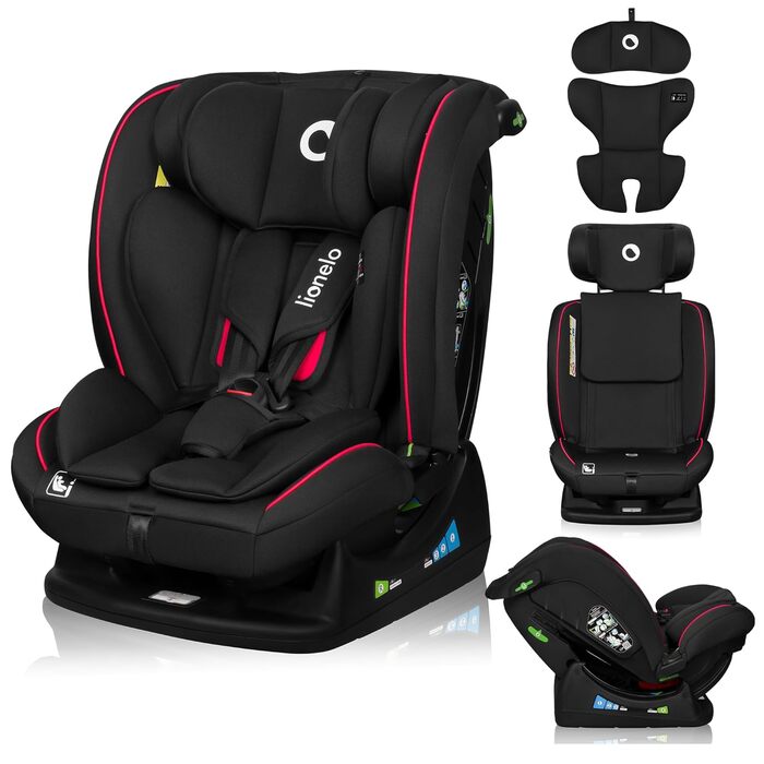 Автокрісло Lionelo AART I-Size для дітей 40-150 см, чорне, з регулюванням спинки та підголівника, R129 i-Size