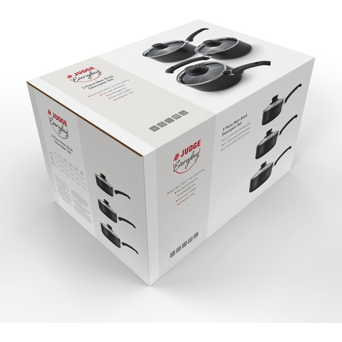 Набір каструль Judge Everyday, 3 шт. з антипригарним покриттям (16, 18, 20 см), з кришкою