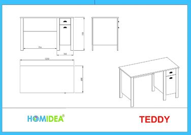 Комп'ютерний стіл - Робоче місце з шухлядою та шафою для зберігання з дверцятами в сучасному дизайні для домашнього офісу або дитячої кімнати (Білий/Дуб)
