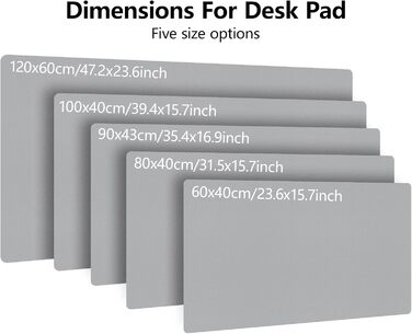 Килимок для столу та мишки XXL Niviy з екошкіри, водонепроникний захисний килимок для офісу та дому, протиковзний, світло-сірий, 60 x 40 см
