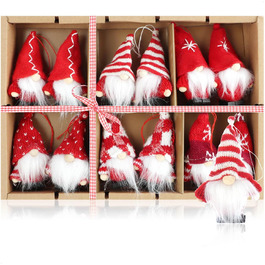 Ялинкові прикраси гноми - подарункові етикетки - декоративні тролі Big Pack A - червоний, 12 шт.