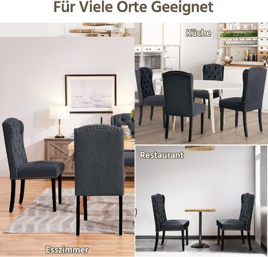 Набір кухонних стільців Yaheetech (6 шт.) з підлокітниками, сірий, до 140 кг