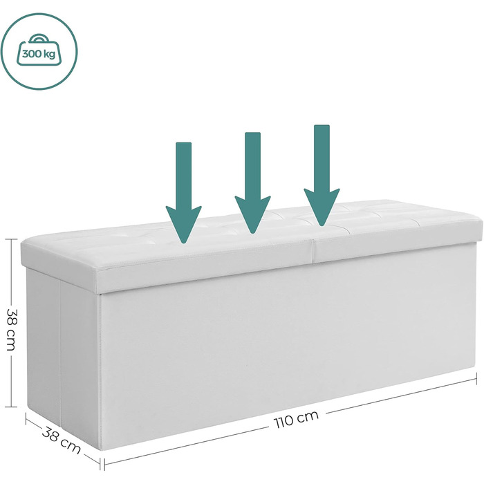 Складне сидіння SONGMICS, 120 л, до 300 кг, 38x110x38 см, хмарно-білий LSF75WT