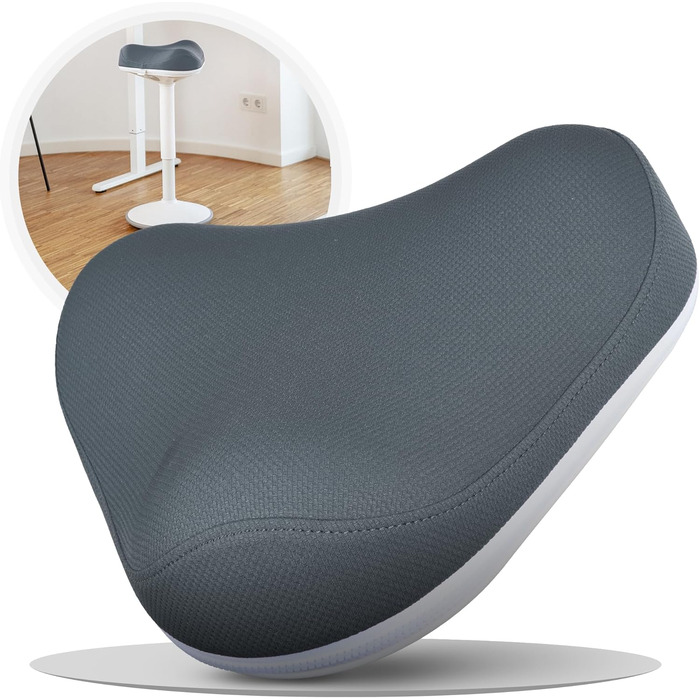 Офісний стілець SH-01 Zip з знімним чохлом | Ергономічний стілець з сертифікацією IGR | Стілець для роботи та відпочинку | З ефектом гойдання | Регульована висота (58-83 см) (ZIP - чохол, графітовий блакитний)