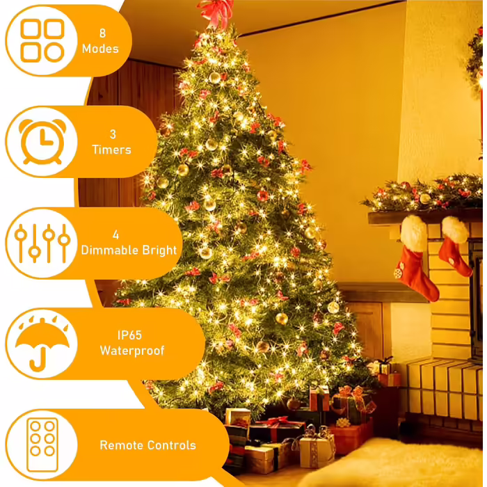 Світлодіодна гірлянда Bzavor 55 м, 500 LED, з пультом, таймером, IP65, тепле біле світло, для ялинки, весілля, вулична водонепроникна гірлянда на 220В