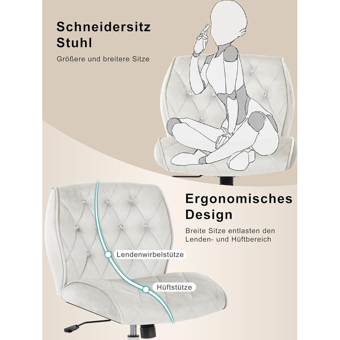 Крісло для дому та офісу Symino з функцією гойдання, обшите штучною замшею, регульована висота, поворотне на 360°, ергономічне, до 150 кг, велике (до 150 кг)