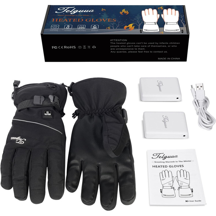Гріючі рукавички для чоловіків та жінок з сенсорним екраном, водонепроникні, з акумулятором 7.4V 5500mAh, USB-C, електричні, перезаряджувані, вітрозахисні, для роботи на відкритому повітрі TG01 M