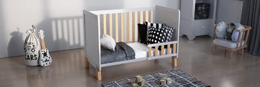 Дитяче ліжко-приліжкове Love For Sleep 120x60 см з матрацом з піною Aloe Vera Francis, дерев'яне ліжко для немовлят, ліжко-приліжкове, ліжко з ростом, дерев'яне ліжко для дітей, біле