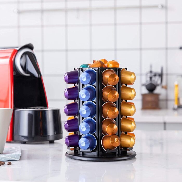 Тримач для капсул кави Bagoo для Nespresso з поворотним механізмом на 360° та додатковим відсіком для капсул (40+)