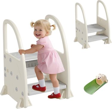 Дитячий тритулковий стільчик Hominewti з регулюванням висоти, неслизький, з підлокітниками, для ванної, дитячої кімнати, кухні (сірий)