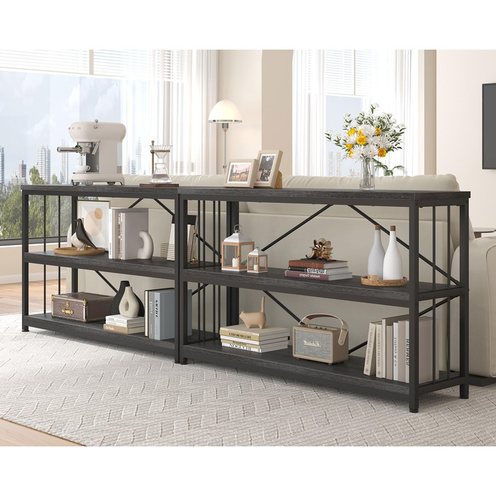 Низька полиця для книг IBF з 3 ящиками, індустріальний стиль, 120x34x74 см, темний дуб