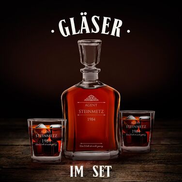 Віскі-карафа Maverton з гравіюванням + набір келихів (2/4/6) - 700 мл. Ідеальний подарунок для чоловіків