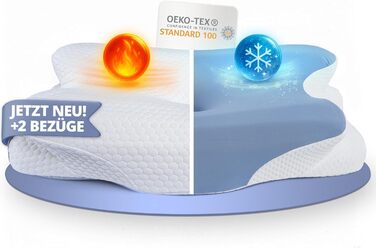 Ортопедична подушка Knoop Home & Living® з піною з пам'яті ефекту - для підтримки шиї та зняття болю - ідеально підходить для тих, хто спить на боці та на спині - знімний чохол