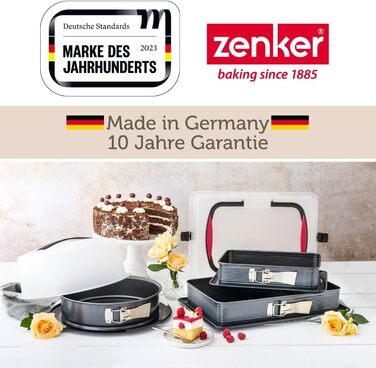 Форма для випічки Zenker прямокутна з кришкою DELUXE, коробка для транспортування випічки з емальованим дном, дека для випічки з кришкою (колір: Чорний/Прозорий/Червоний), кількість: 1 шт. з транспортувальною кришкою Single