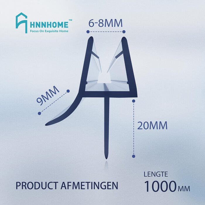 Ущільнювачі для душу HNNHOME для скла 6-8 мм 2 шт 100 см прозорі