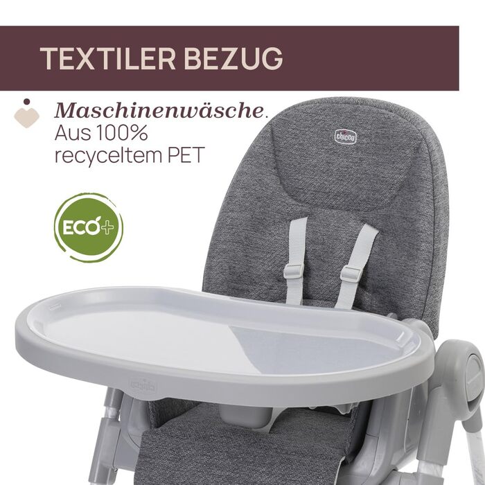 Дитячий стільчик Chicco Polly Armonia - 3в1, до 40 кг, 9 положень висоти, регульована підніжка, компактний, темно-сірий