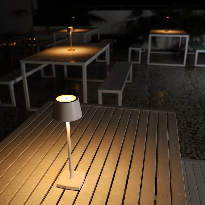 LED настільна лампа бездротова, 6000mAh, IP54, алюміній, сенсорне керування, тепле світло, для спальні, кав'ярні, ресторану