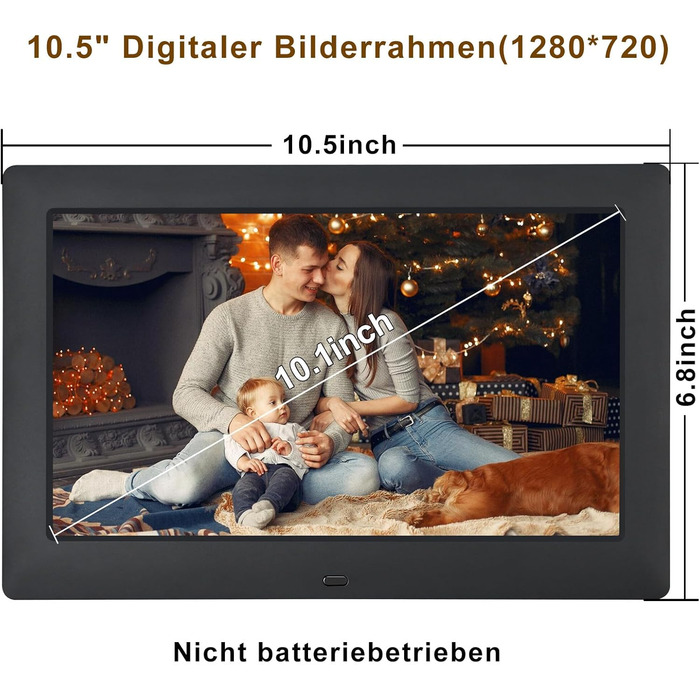 Цифровий фоторамка TSITSC 8.7 дюйма, IPS-дисплей 1024*768, календар, музика, фото/відео програвач, підтримка USB/SD, з пультом дистанційного керування (Чорний)