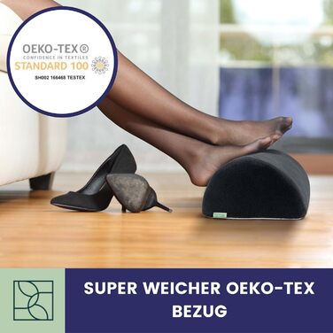 Підставка для ніг під стіл сертифікована OEKO TEX - комфортна підставка для ніг для дому та офісу, покращує поставу, зігріває ноги, розроблена фізіотерапевтами, чорна
