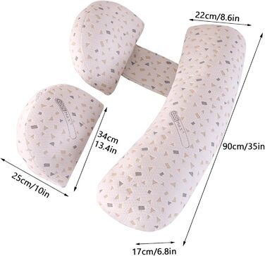 Подушка для вагітних GKXLH для підтримки спини, стегон та ніг, м'яка анатомічна подушка для сну з регульованим подвійним клином та знімним чохлом, сірі в горошок, великий розмір