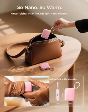 Електричні грілки для рук OCOOPA (2 шт.) з 3 рівнями нагріву, до 7 годин роботи, USB, для жінок, рожеві