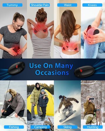 Електричні грілки для рук VTHW, 2 шт. - перезаряджаються, 20 годин тепла, 3 температурні режими, USB, для спорту та Raynaud's/артрит (чорний)