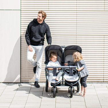 Візок для близнюків Hauck Roadster Duo SLX Grey/Silver: прогулянка від народження до 15 кг, функція лежання, великий кошик, компактний у складеному стані