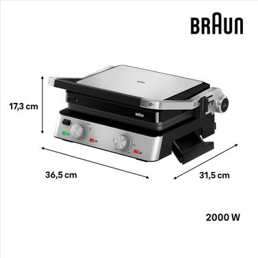 Електричний гриль Braun MultiGrill 7 CG7020: 3-в-1 (контактний гриль, барбекю, духовка), 2000W, велика поверхня (12 бургеров), плаваюча пластина, плаваюча гратильниця, миється в посудомийній машині, регулювання температури