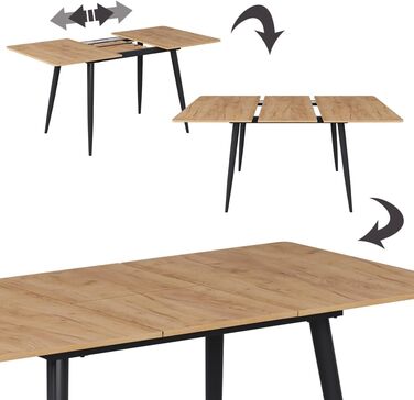 Розкладний стіл Vicco Esstisch Beaver, 80x70 см, золото-дубовий/чорний, 120-160x75x80 см