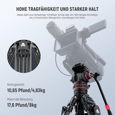 Професійний відеоштатив NEEWER LL36 198 см з флюїдною головкою, одноступінчастим замком, для DSLR та відеокамер, регульована амортизація, швидкознімна плита, сумісний з DJI RS