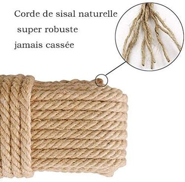 Натуральна сизалева мотузка Aoneky 6 мм/8 мм/10 мм, 10 м - 100 м - конопляна мотузка для котячого дерева, Прикраси, подарункової упаковки (8 мм х 10 м)
