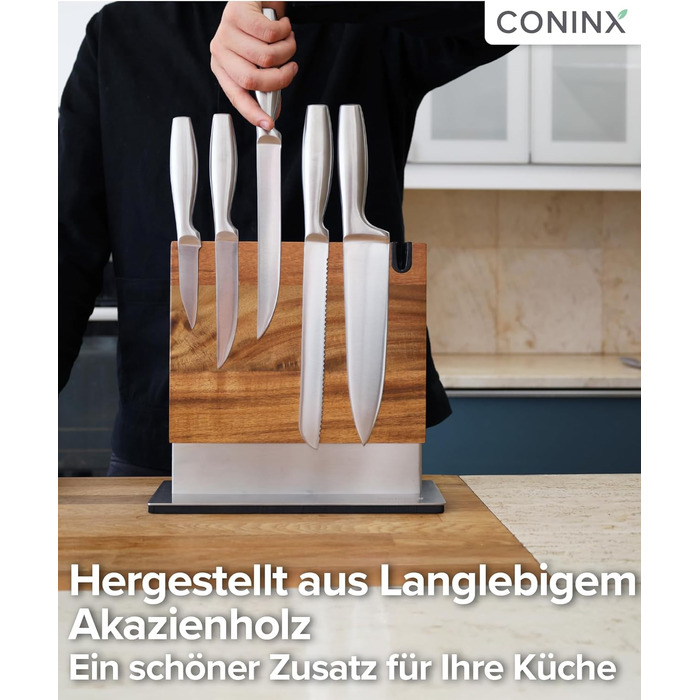 Магнітний тримач для ножів Coninx | Тримач для кухонних ножів з акціїї | Двосторонній, антиковзний