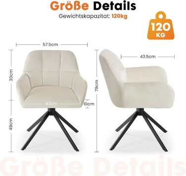 Набір з 4-х м'яких крісел Sweetcrispy для вітальні, кухні та робочого кабінету, з м'якою оббивкою з велюру, поворотні, з металевими ніжками, до 120 кг, зелені (бежеві)