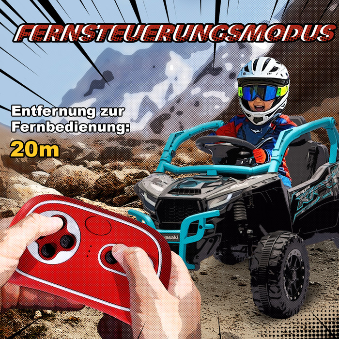 Дитячий електромобіль 12V, позашляховик, з дистанційним керуванням, світлодіодними фарами, музикою, гудком, для дітей 3-8 років, блакитний