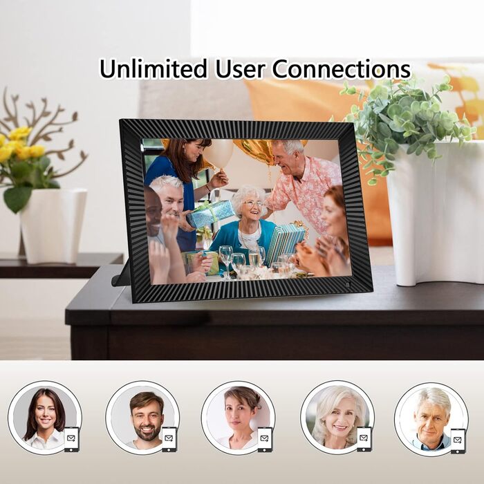 Цифровий фоторамка Frameo 10.1 дюймів з Wi-Fi, датчиком руху, 32GB пам'яті та сенсорним екраном