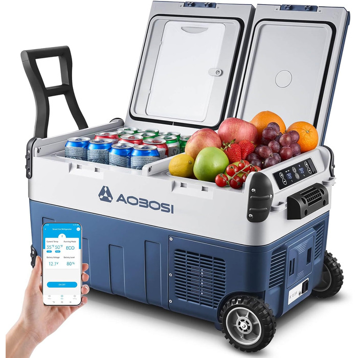 AAOBOSI Компресорна холодильна сумка Dual Zone, 30L, оливковий, 12V/230V для авто, кемпінгу та риболовлі